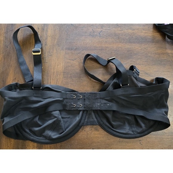 NWT CUUP 34F The Balconette Mesh Black Sheer Underwire Bra 127849 - Picture 3 of 4